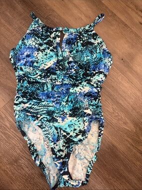 Blue & Teal Abstract Print One-Piece Swimsuit